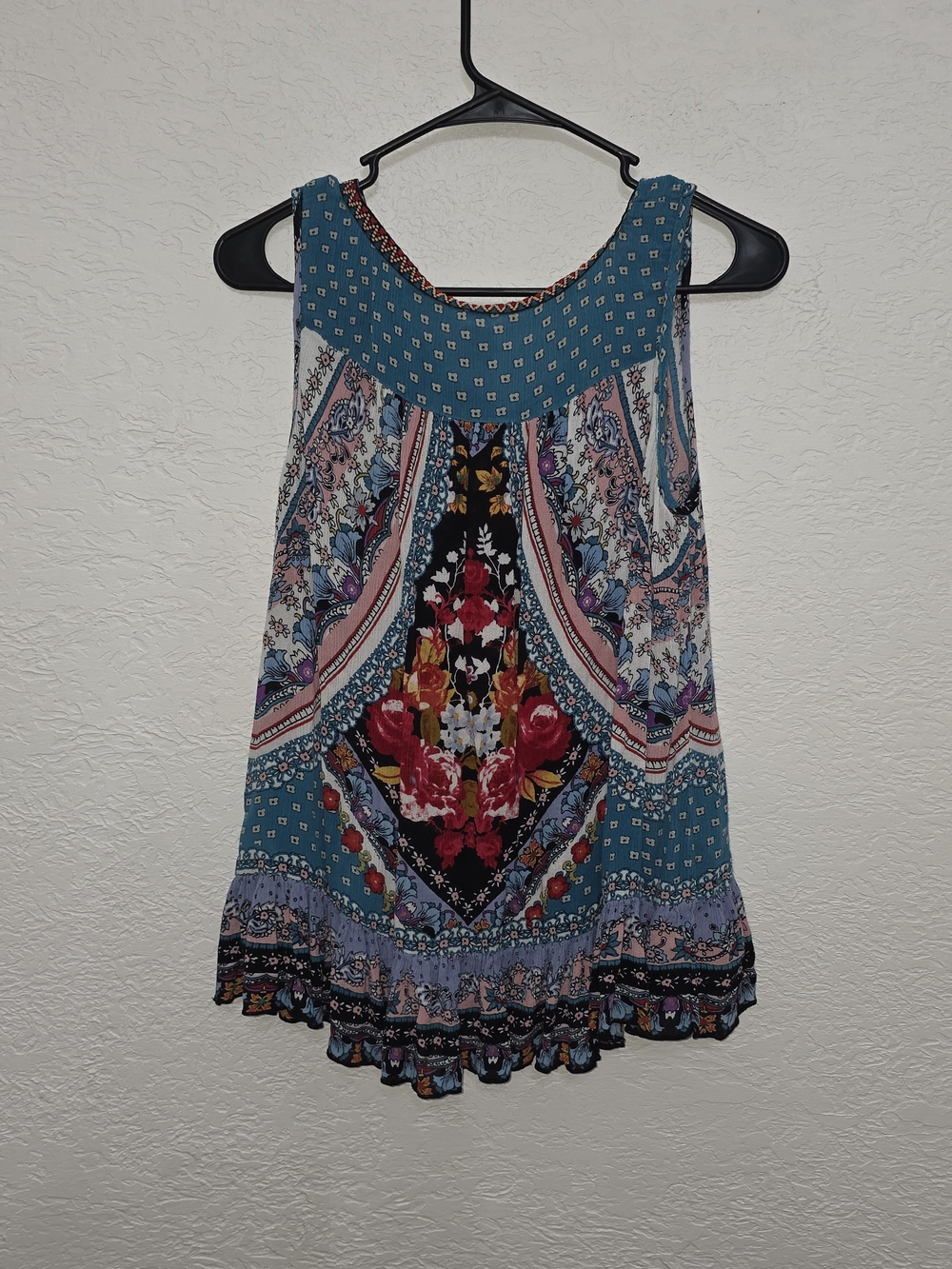 Bila Teal Floral Print Sleeveless Tank - Picture 3 of 3